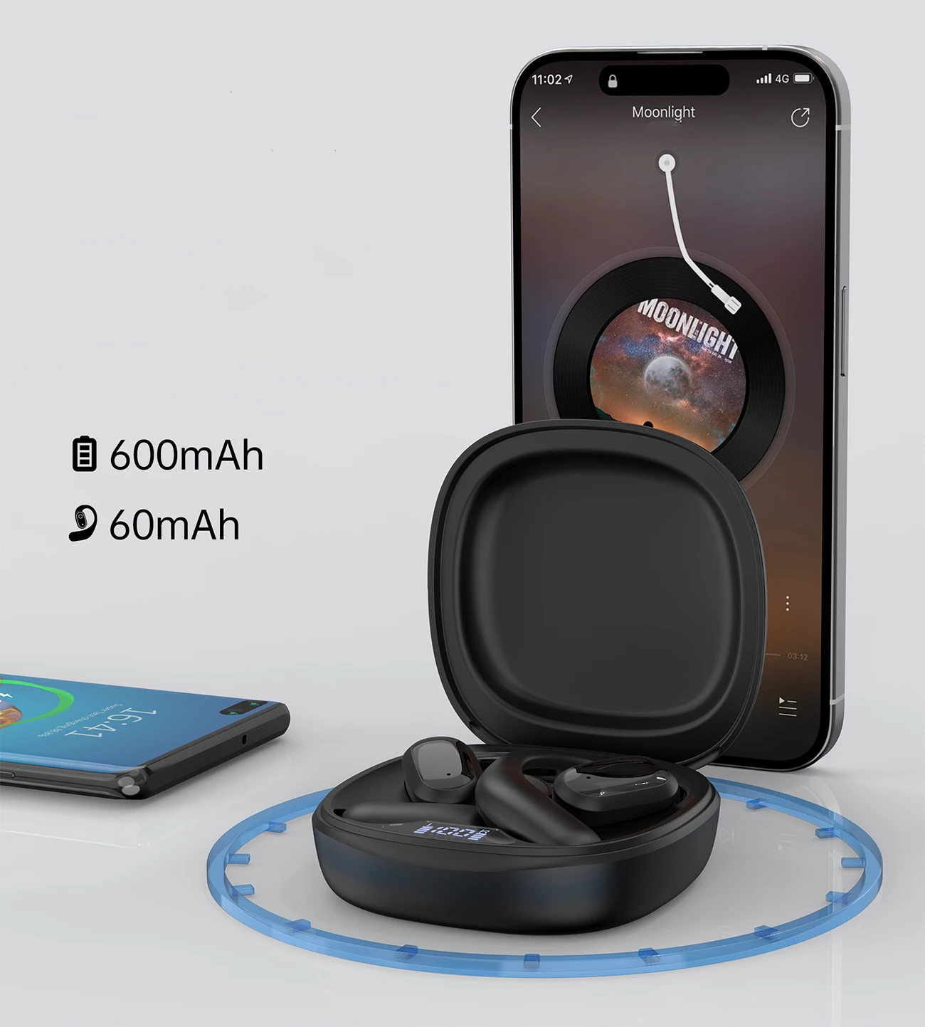 Slušalke TWS Choetech OWS BH-T25-BK, Bluetooth 5.3, LED zaslon, črne