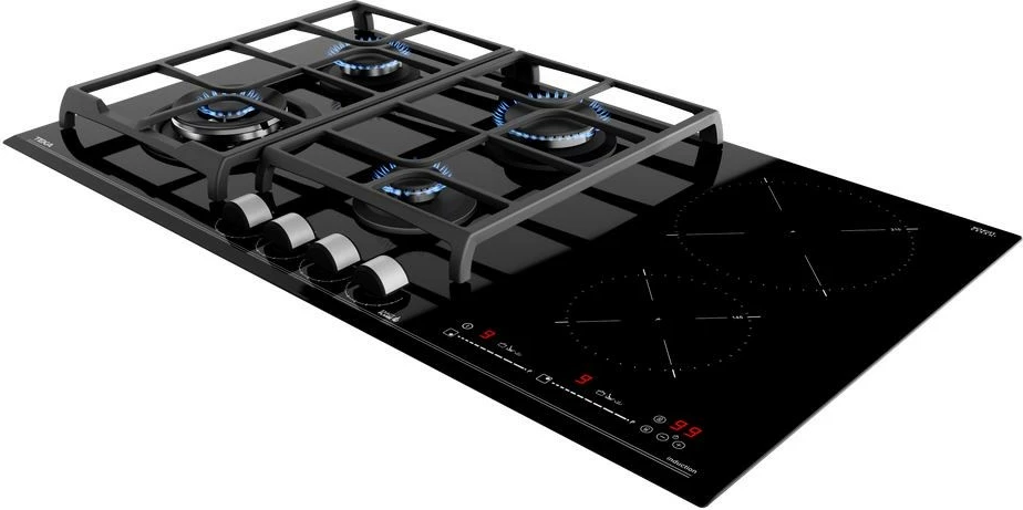 Kombinirana kuhalna plošča 4 plin + 2 indukcija TEKA JZC 96342 BBC BK, 90 cm, črna