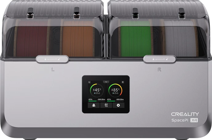 Sušilnik filamenta za 3D tiskalnik, 4 komore, regulacija temperature — Creality SpacePi X4, siv
