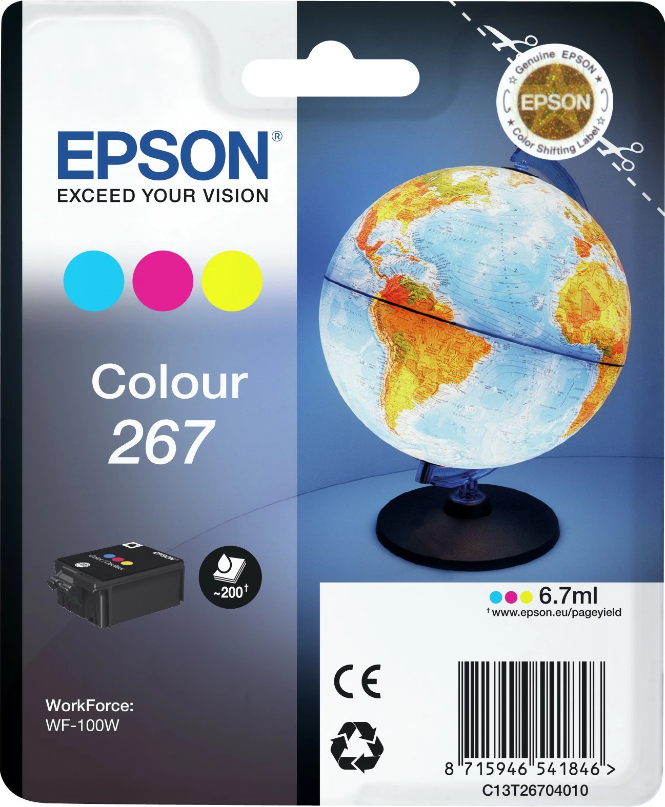 Barvna kaseta Globe Singlepack Colour 267, Cyan, Magenta, Yellow