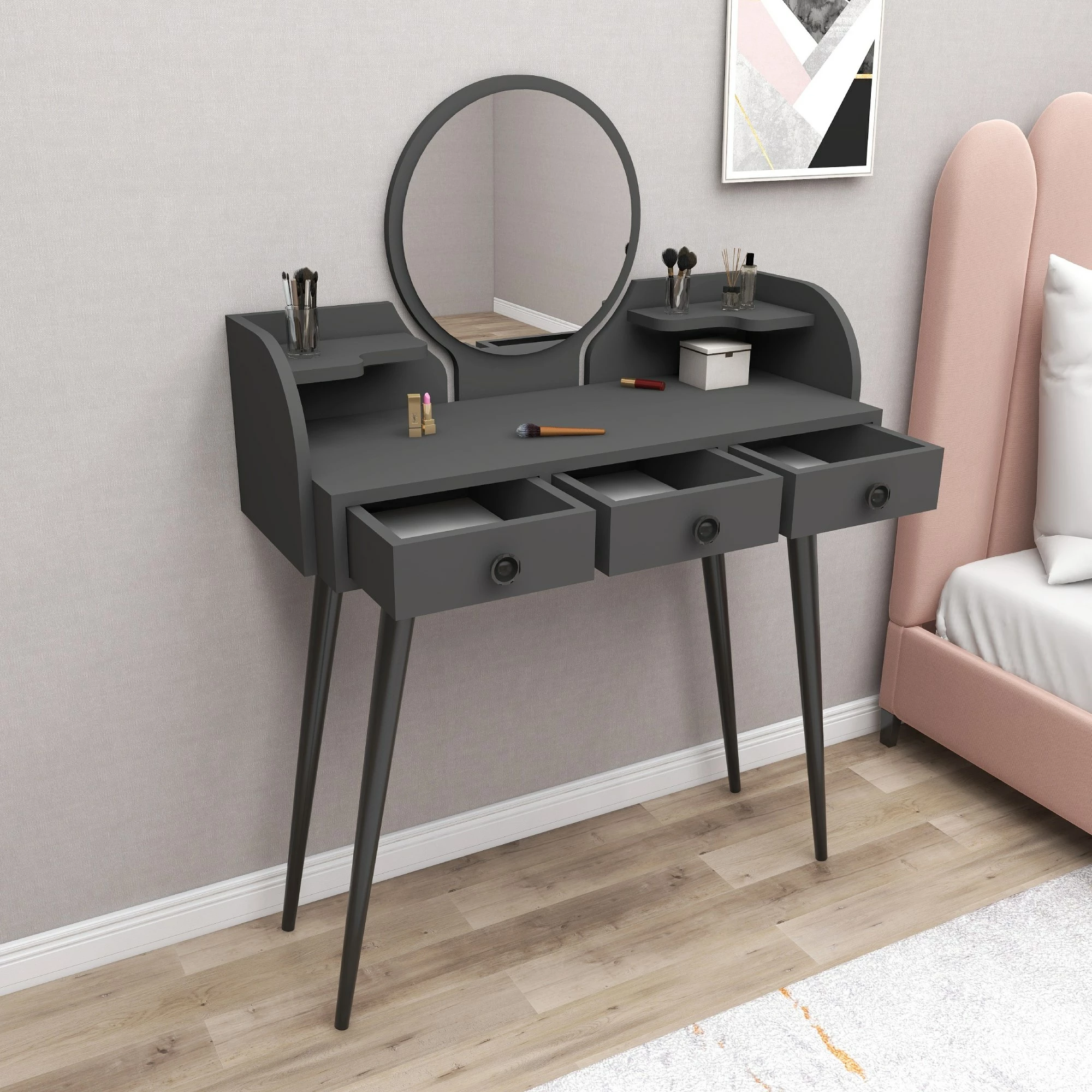 Eleganten toaletni mizica Hanah Home, Antracit