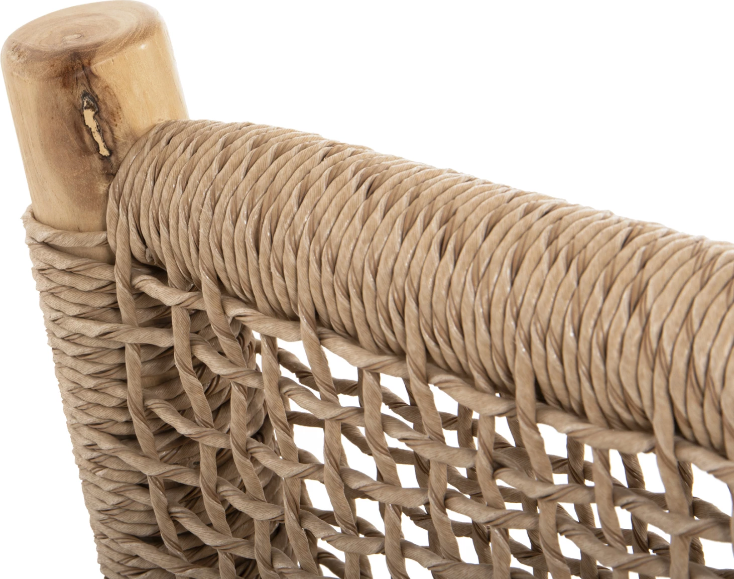 Zunanja dvosedna sedežna garnitura LONDER FH5984 iz tikovega lesa in sintetičnega pletenega ratana 120x75x78H cm