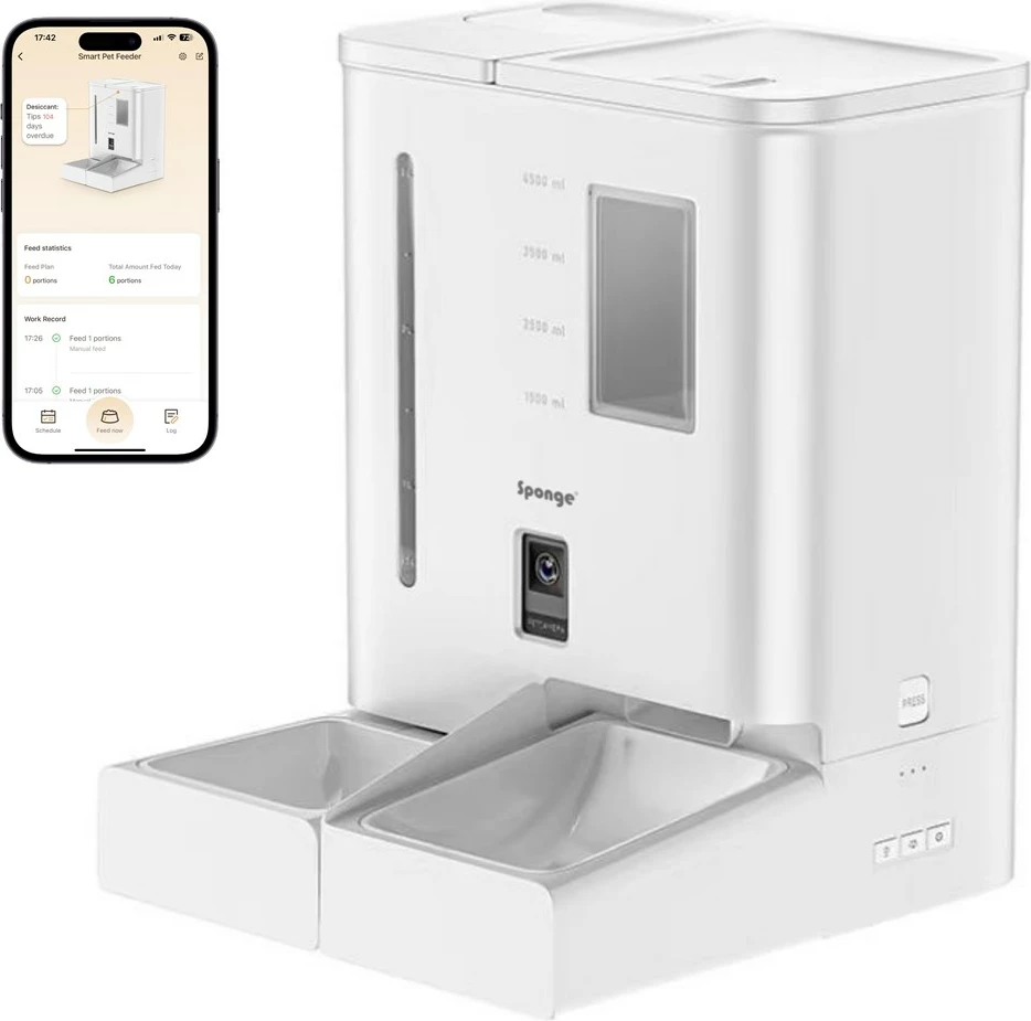 Inteligenten razdeljevalnik hrane za hišne ljubljenčke SPONGE Pet Feeder Smart Dual, 5L, črn