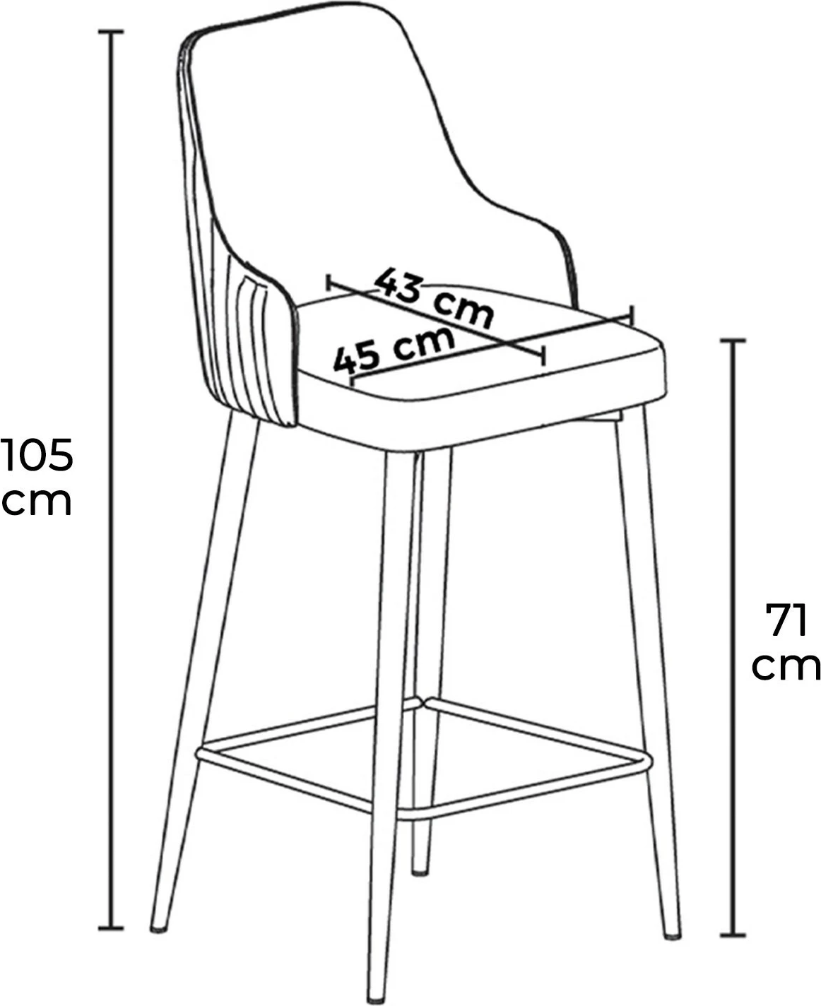 Set barskih stolov (4 kosi), Hanah Home Enox, kremna in bela