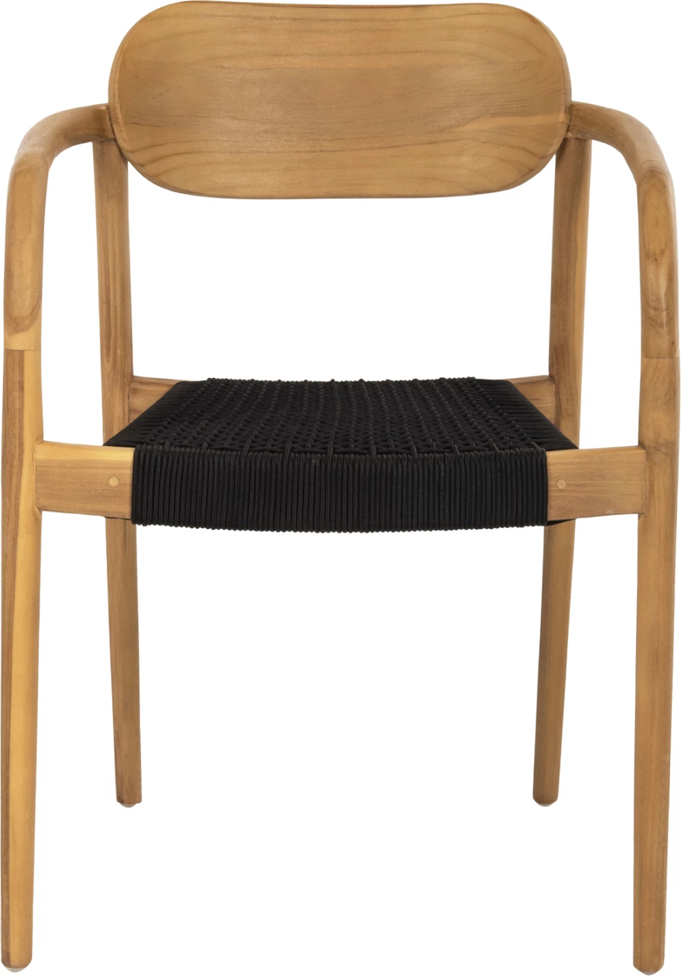 Fotelj OSLO iz tikovine v naravni barvi in črni vrvi 55x54x80Hcm