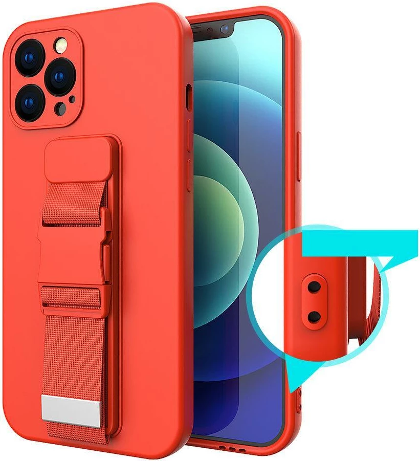 Silikonski ovitek s paščkom Hurtel za Samsung Galaxy A33 5G, rdeč
