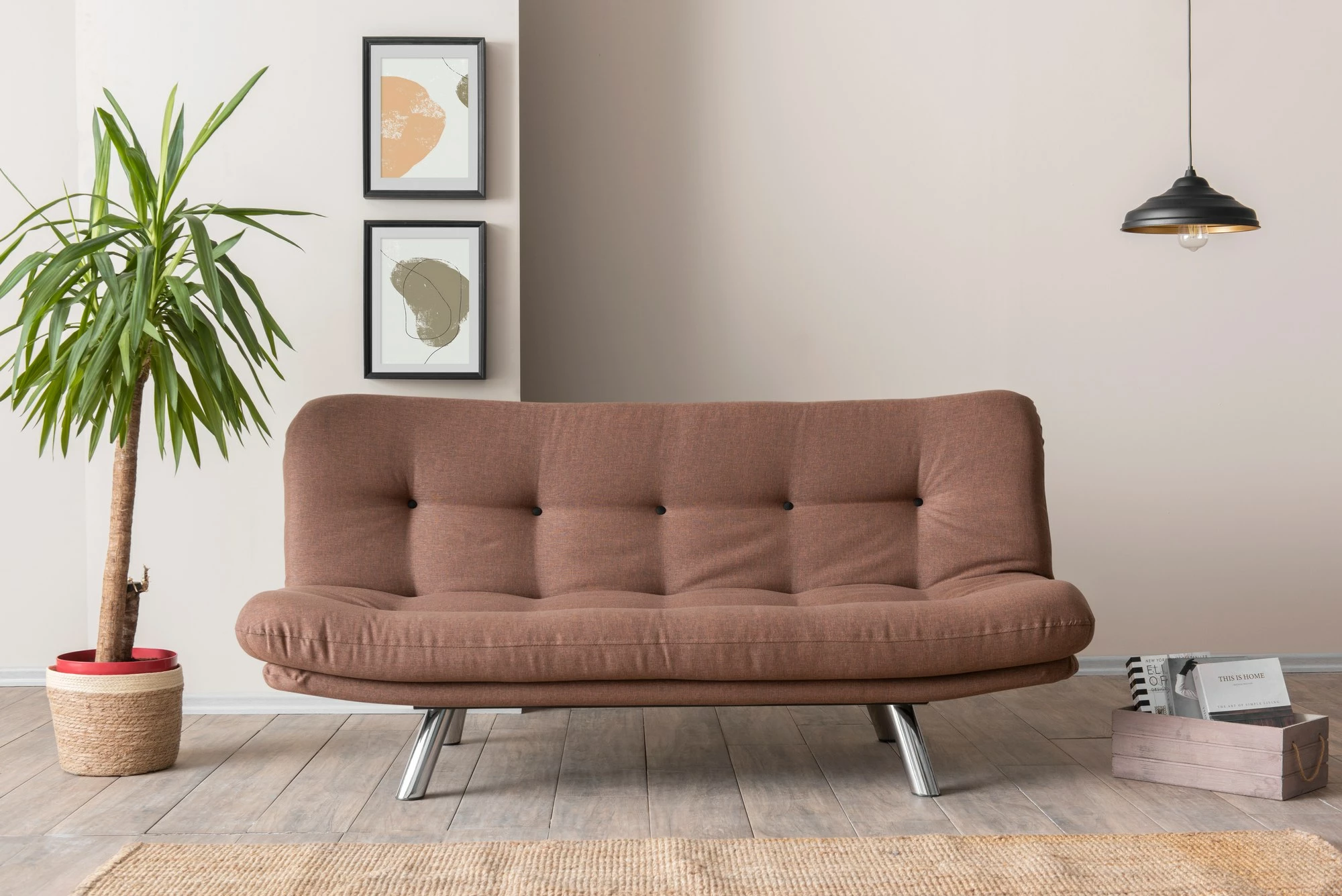 3-sedežna sedežna postelja, Atelier del Sofa Misa Small, svetlo rjava
