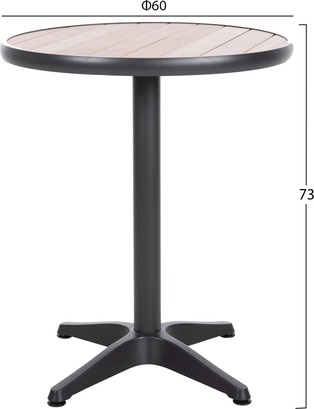 Aluminijasta okrogla miza ALEXA FH6086.01 antracitna-polivud vrh v naravni barvi Φ60x73Hcm