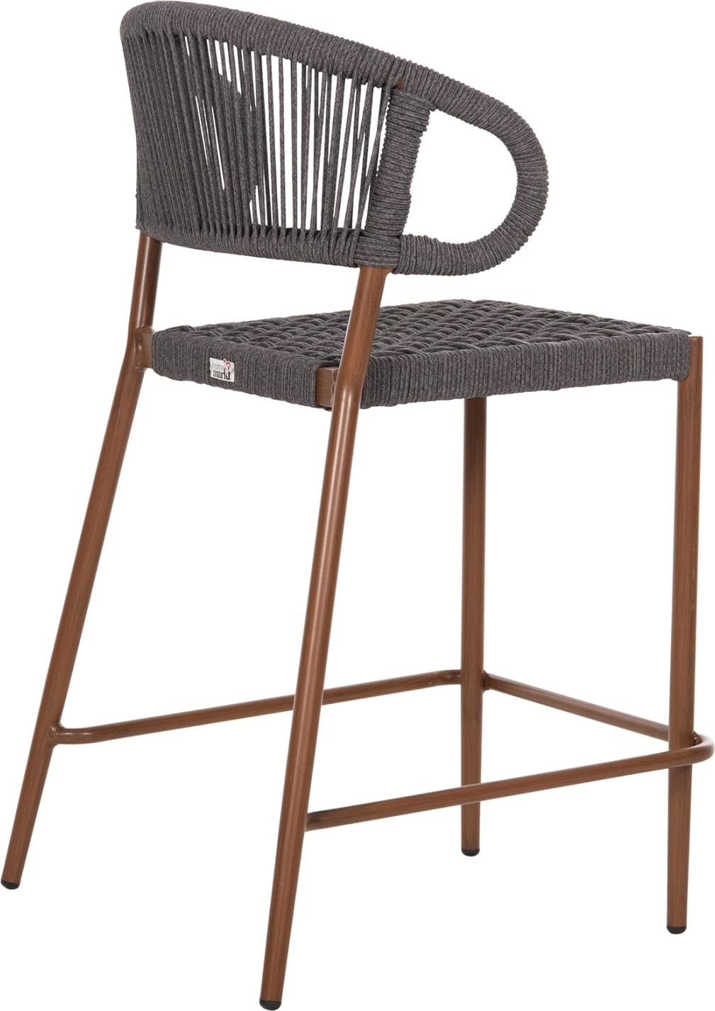 Barski stol srednje višine EULO FH6087.01 aluminij v oreh-sintetični ratan v sivi 60x60x99H cm