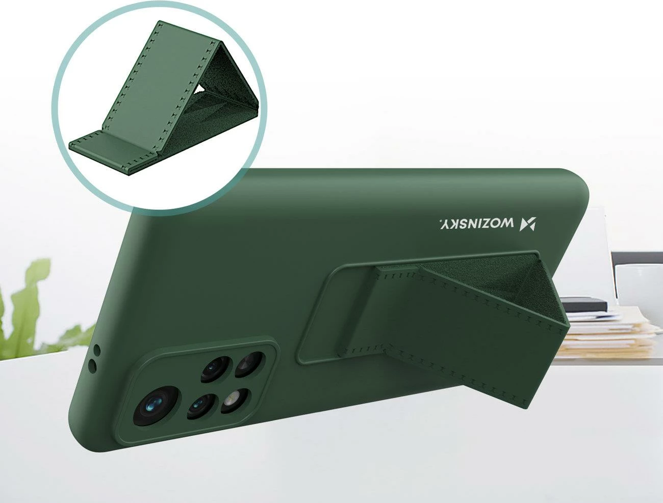 Ovitek z oporo za Xiaomi Redmi 10, Wozinsky Kickstand Case, silikon, rdeč