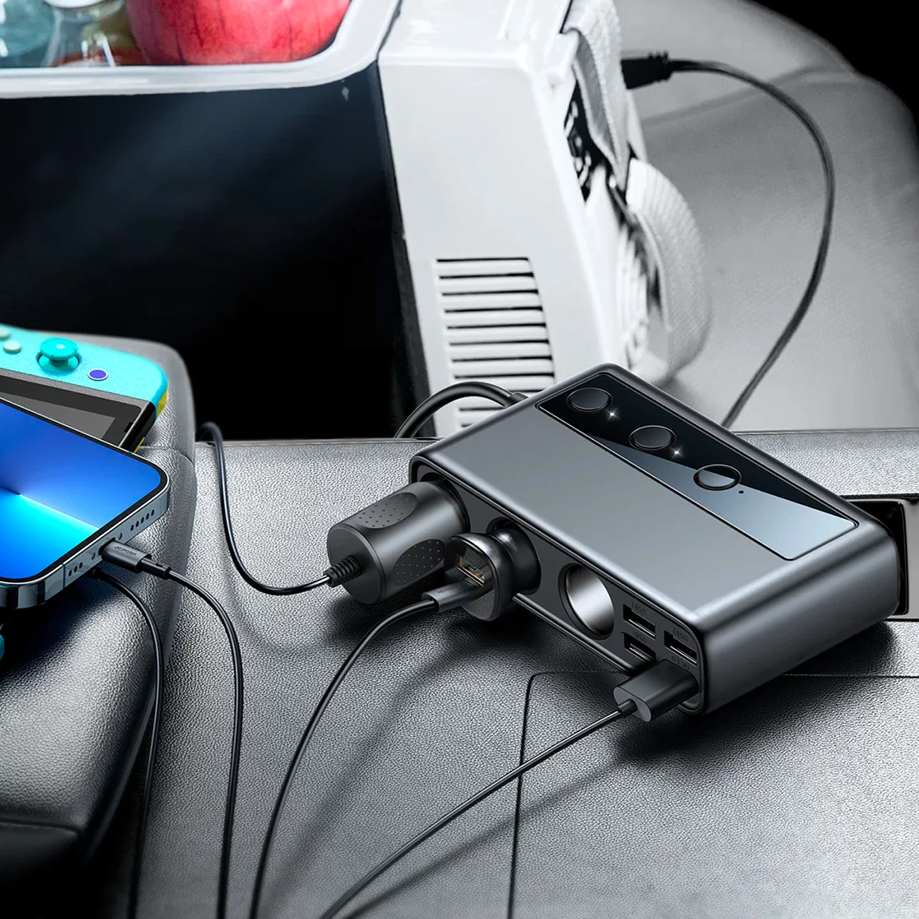 Avtomobilski polnilec Joyroom JR-CL06, 9 izhodov, 154W, 5x USB-A/USB-C, 3x vtičnica za vžigalnik, črn