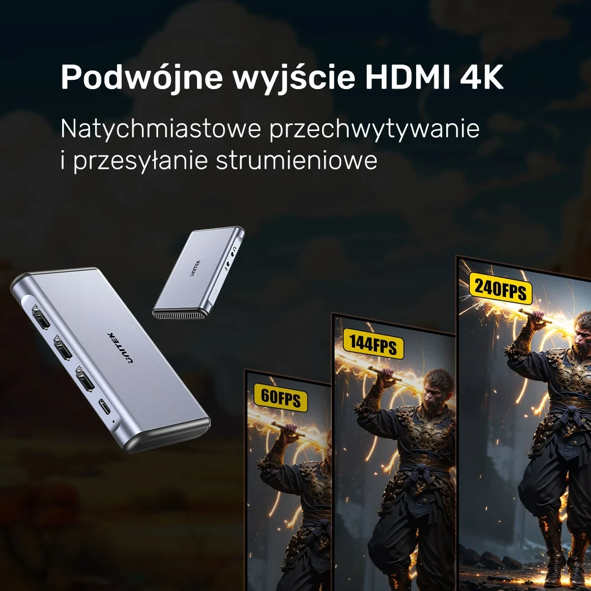 Kartica za zajem videa 4K@60Hz Unitek, siva