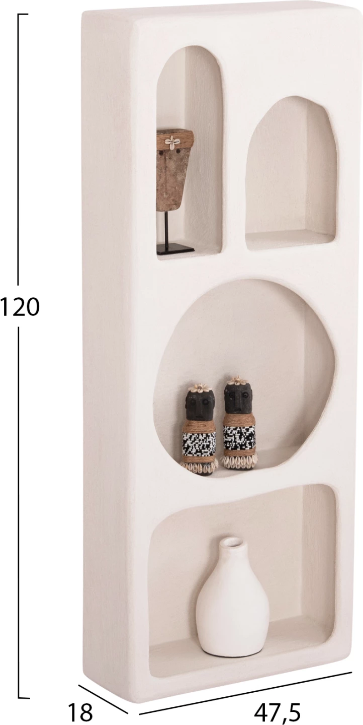Stenski regal serije Santorini FH18069 MDF v barvi off-white 47,5x18x120Hcm