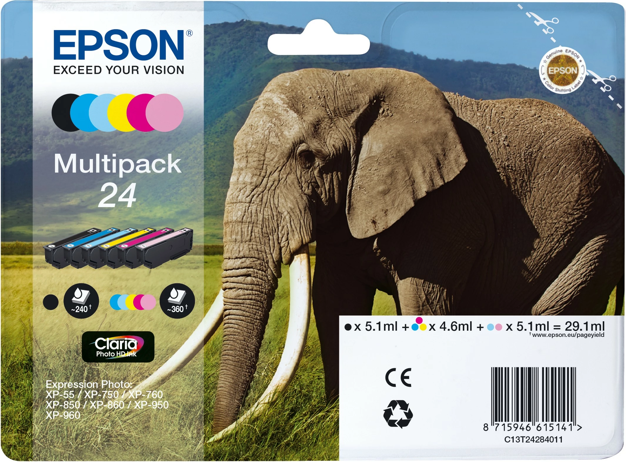 Toner Claria Photo HD 24 večpaket, 6 barv, standard, 5,1 ml/4,6 ml
