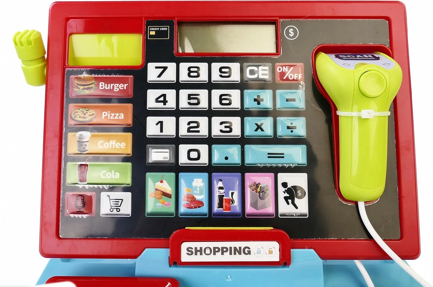 Igralna blagajna z bralnikom in tehtnico, večbarvna, komplet dodatkov Artyk 142543