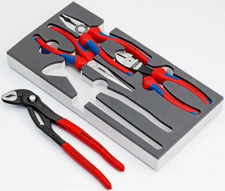 Profesionalni set klešč Knipex 00 20 01 V15, 4 kosi, 335 mm, 1,12 kg, rdeče/modre