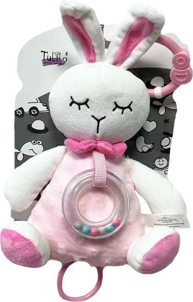 Glasbena plišasta igrača zajček Tulilo 9238, 18 cm, roza/siva