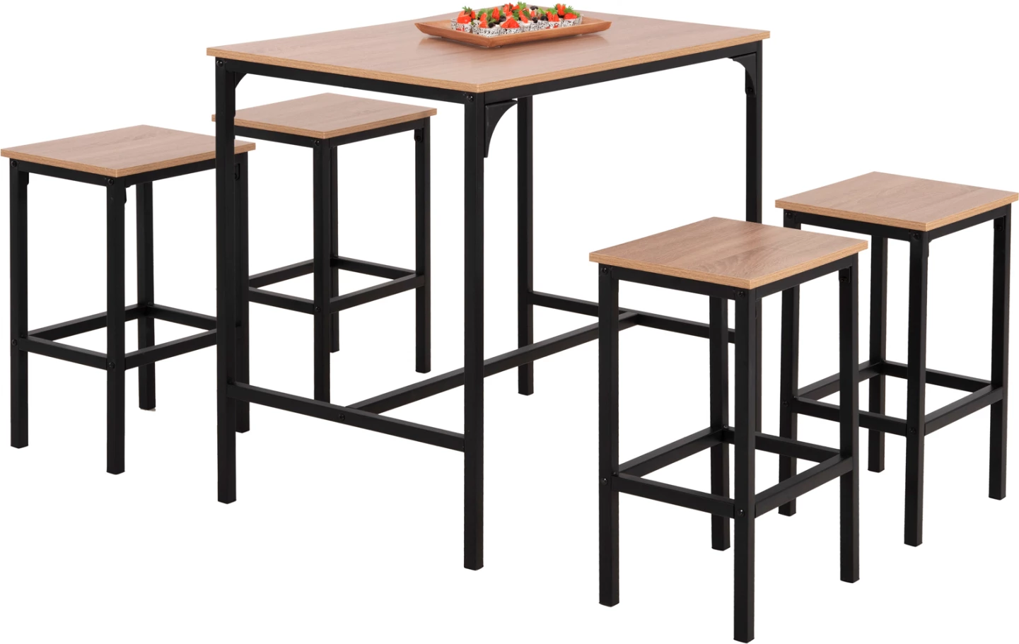 Jedilni set za bar, 5-delni, BOXY FH9882.01, črna kovinska ogrodja, sonoma melamin