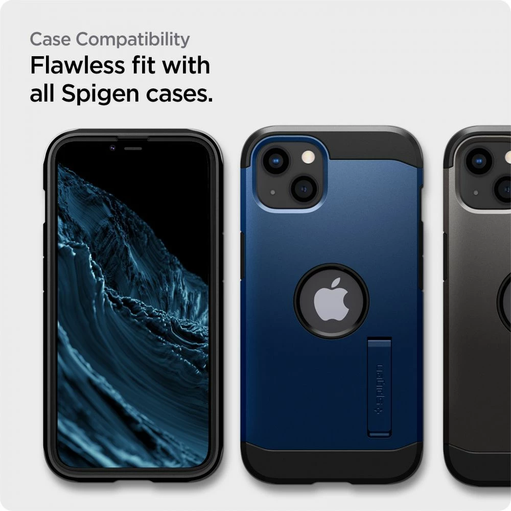 Zaščitno steklo ALM Glass FC za iPhone 13/13 Pro/14, črno — Spigen