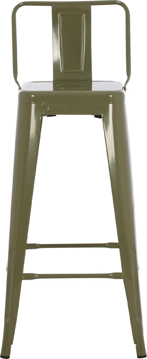 Kovinski barski stol MELITA z naslonom v temno olivno zeleni barvi FH8643.03 43x43x100 cm