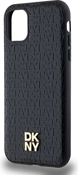 Ovitek DKNY z monogramom iz usnja, kovinski logotip, MagSafe za iPhone 11/XR, črn