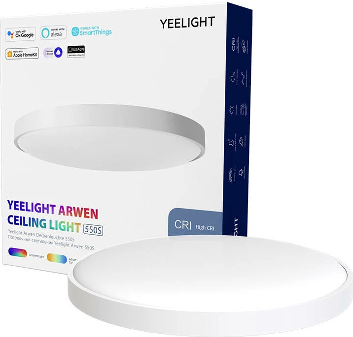 Pametna stropna svetilka Yeelight Arwen 550S, 50 W, 3500 lm, Ø555 mm, bela