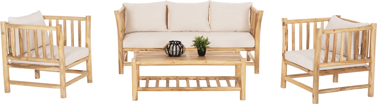 Komplet 4 kosov FH9340 masivni tik naravno-bela