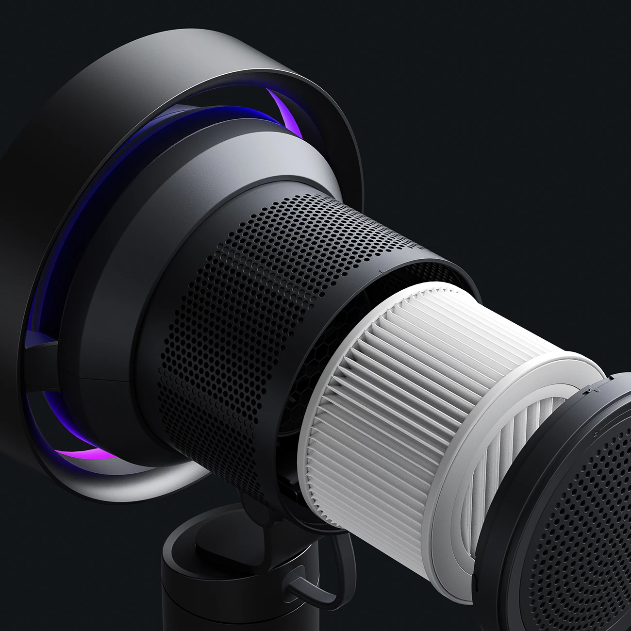 Namizni ventilator z vgrajenim filtrom zraka Jisulife Table Fan Pro3, 10.000 mAh, USB-C, temno siv