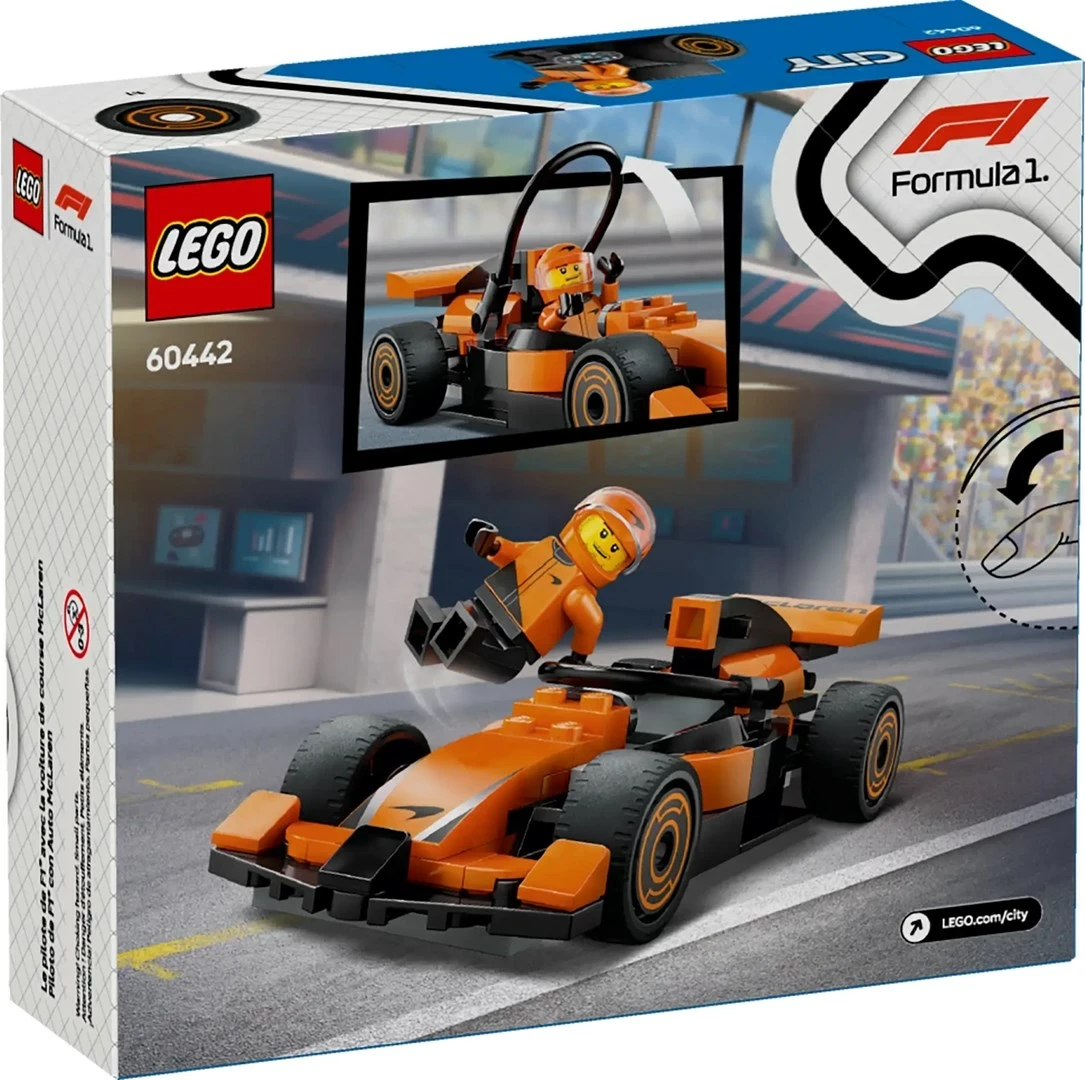 Set LEGO City 60442, dirkač F1 z avtom McLaren, oranžen