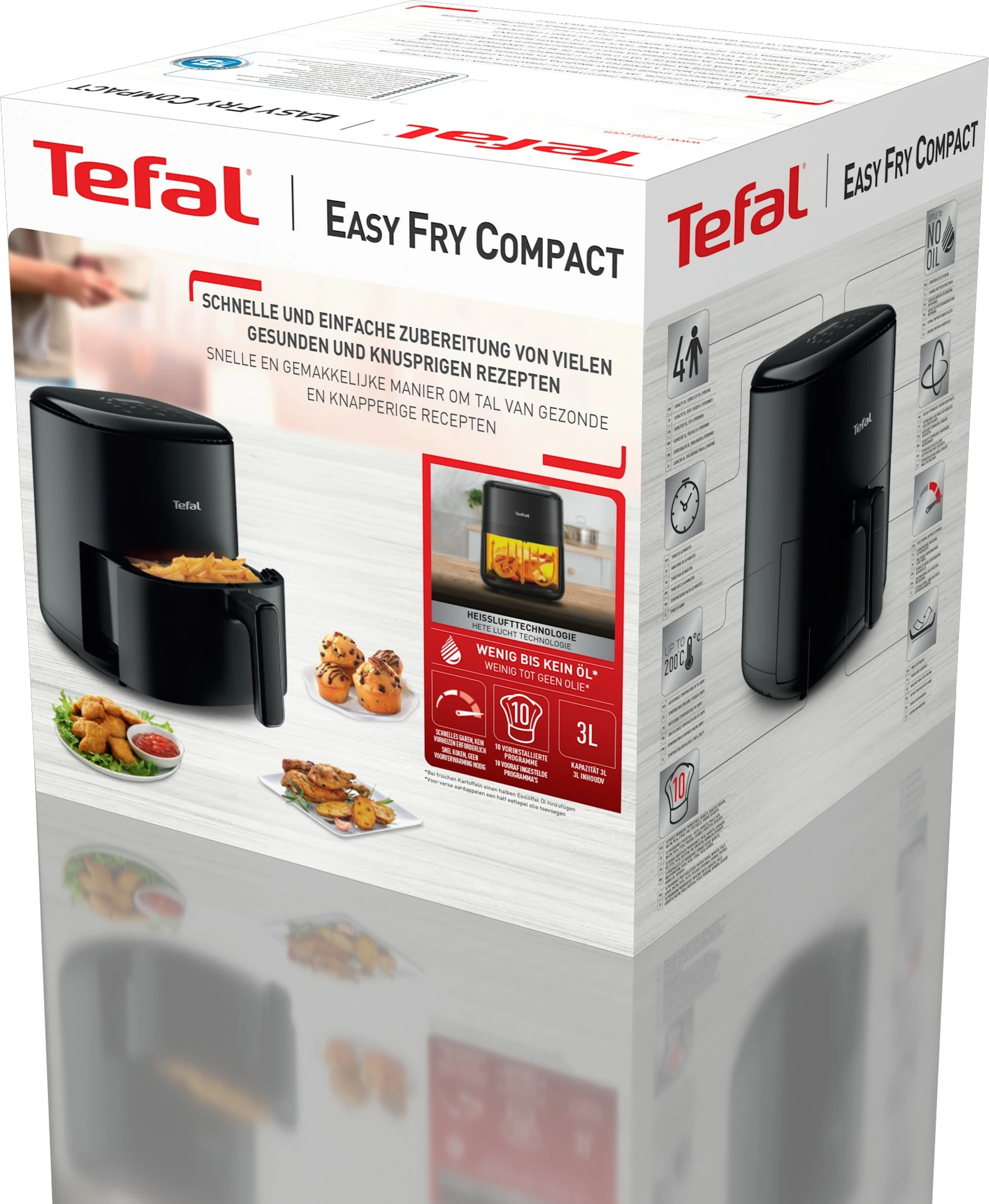 Friteza na vroči zrak Tefal Easy Fry EY145810, 3 L, črna