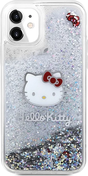 Ovitek za telefon s tekočimi bleščicami Kitty Head, Hello Kitty, za iPhone 11/XR, srebrn