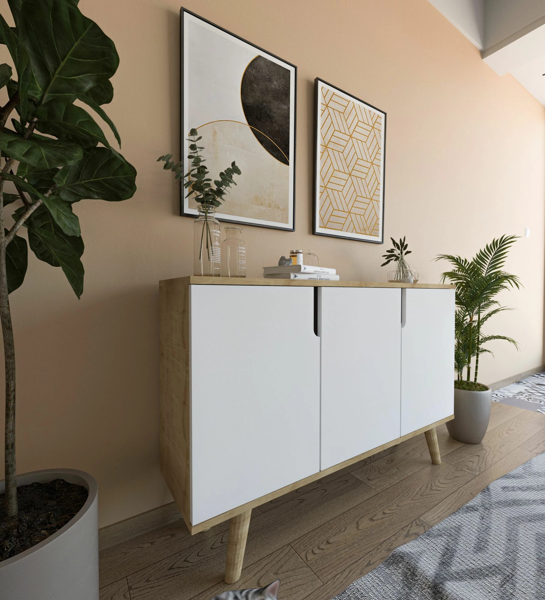 Konzola Verona 120, hrast safir, bela - Skye Decor