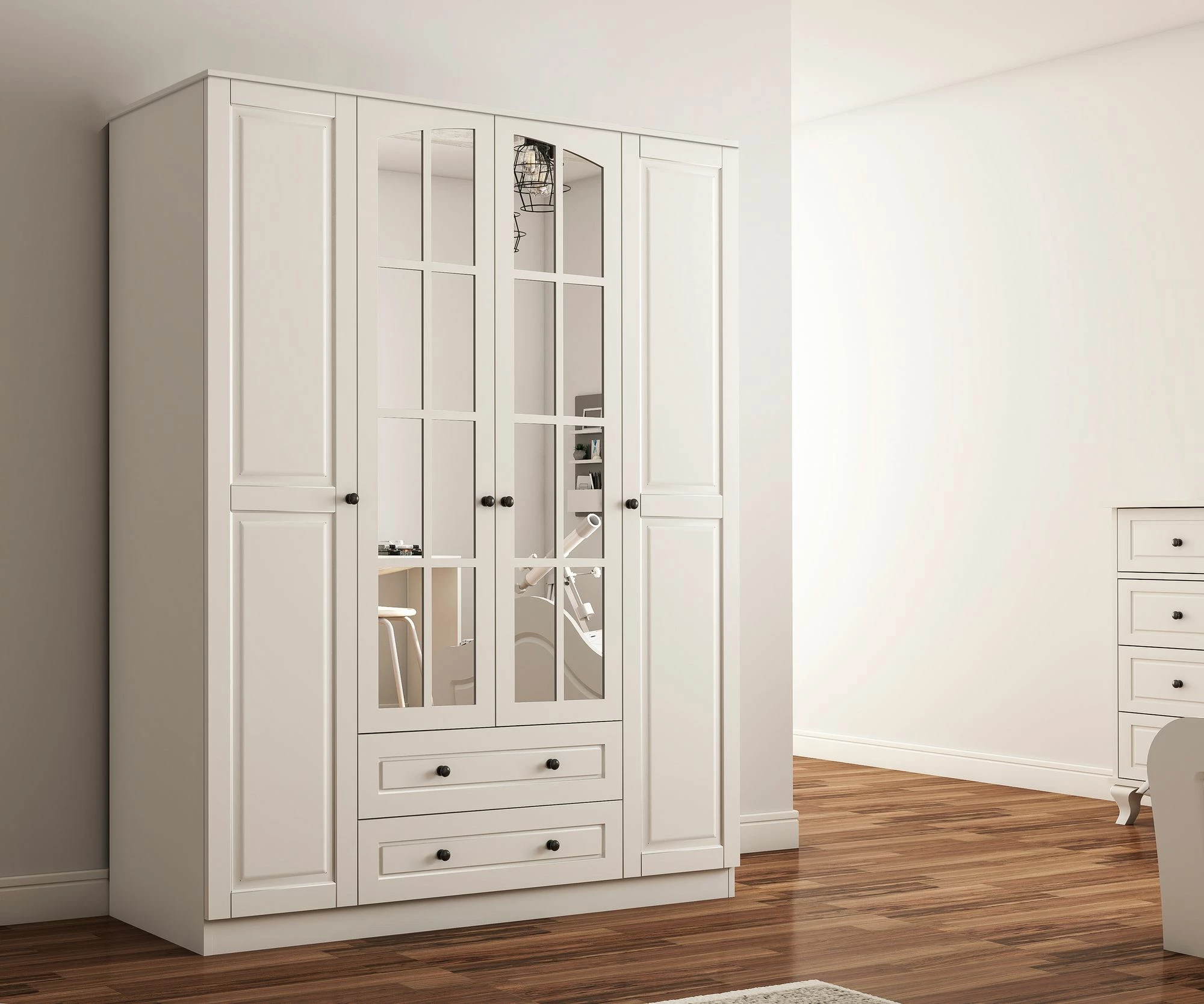 Komplet mladinske sobe Skye Decor, mat bela, RB-014