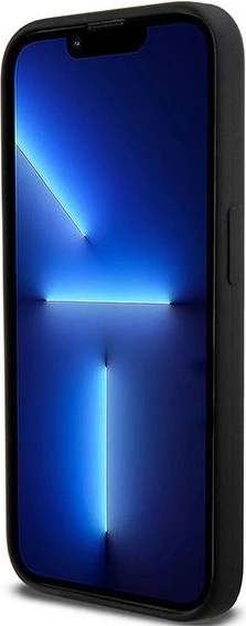 Ovitek za telefon iz tekočega silikona DKNY, MagSafe, za iPhone 15 Pro, črn z belim logotipom