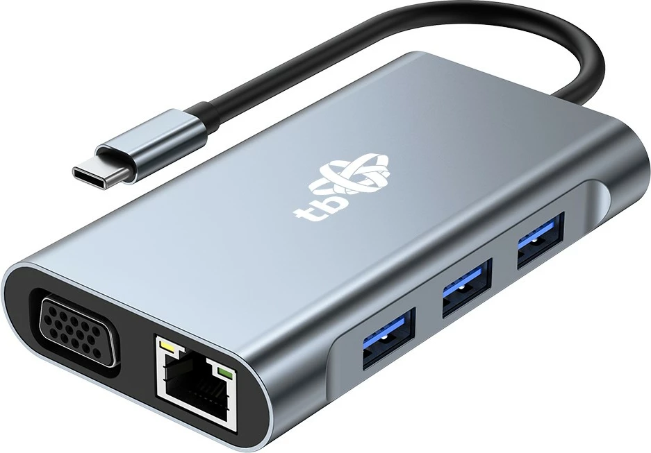 HUB adapter USB-C 8-v-1, HDMI x2, VGA, RJ45, 3x USB, Power Delivery, grafit TB AKTBXVA8W1UHVRJ