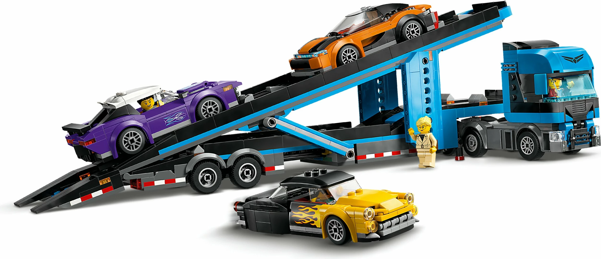 Komplet za sestavljanje avtotransporter z dirkalniki LEGO City 60408, večbarven