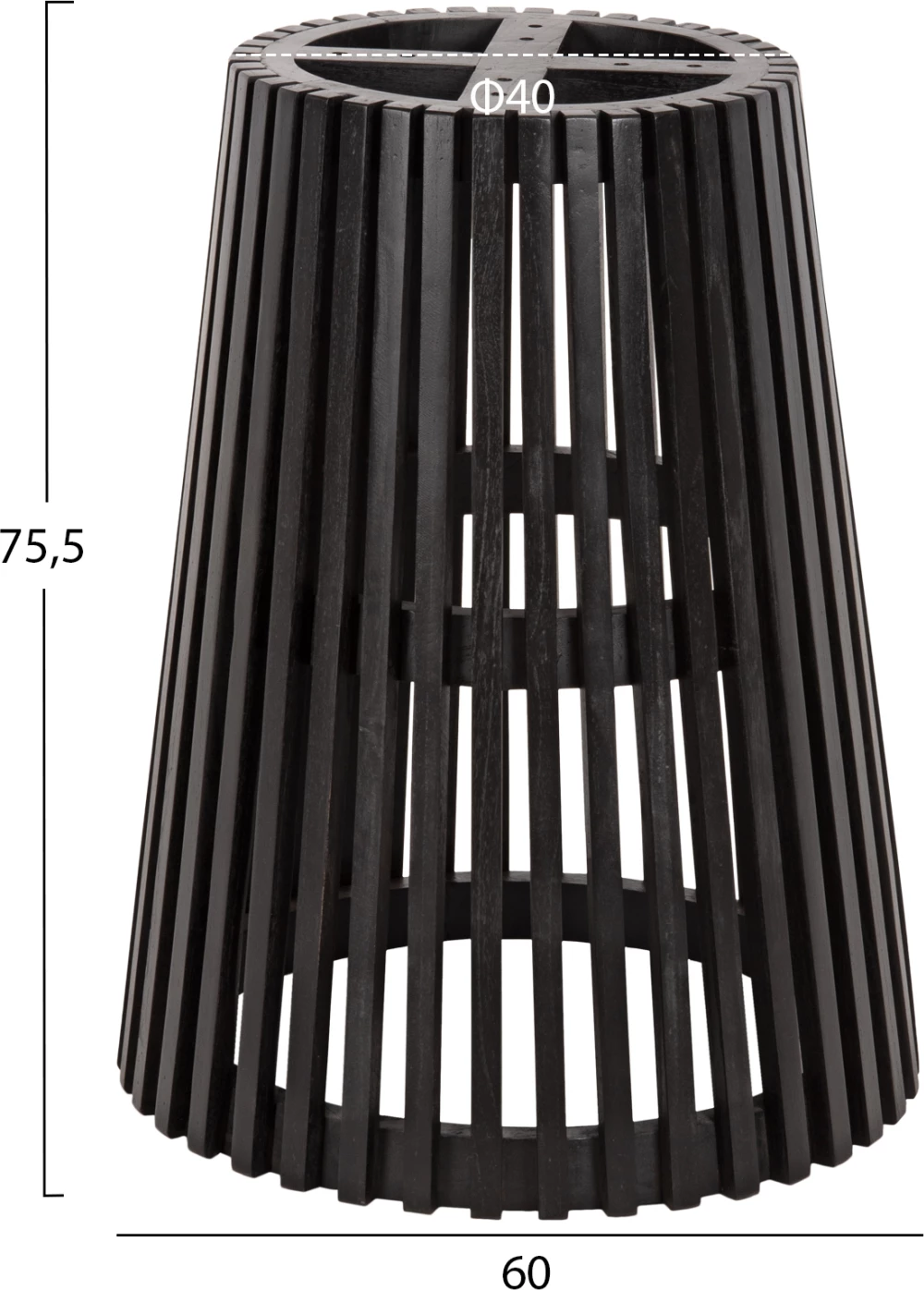 Noge za mizo FH9459.02 iz mindi lesa v črni barvi Φ60x75.5Hcm