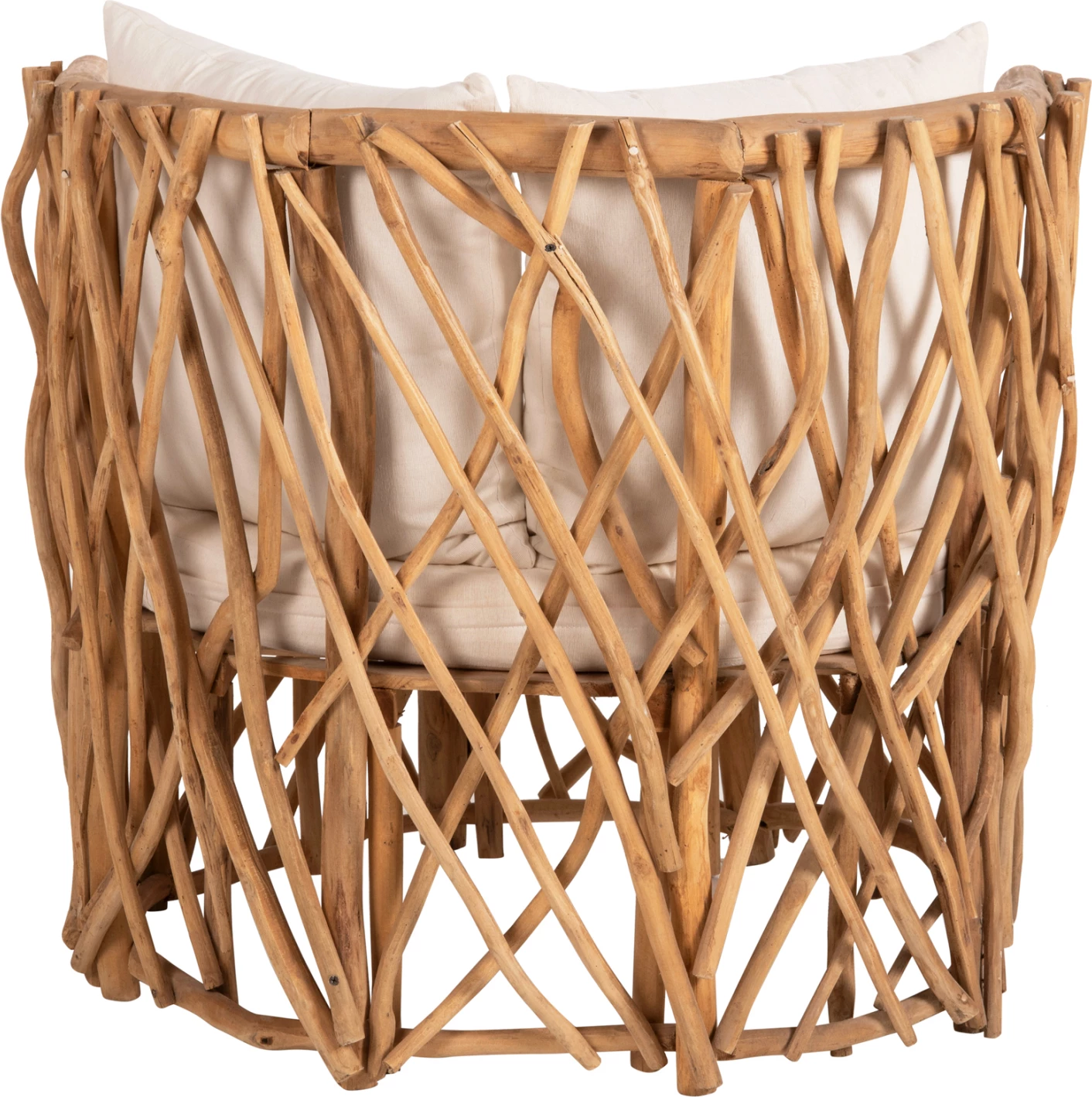 Fotelj KAAN FH5994 iz vej TEAK v naravni barvi z belimi blazinami 95x89x80H cm