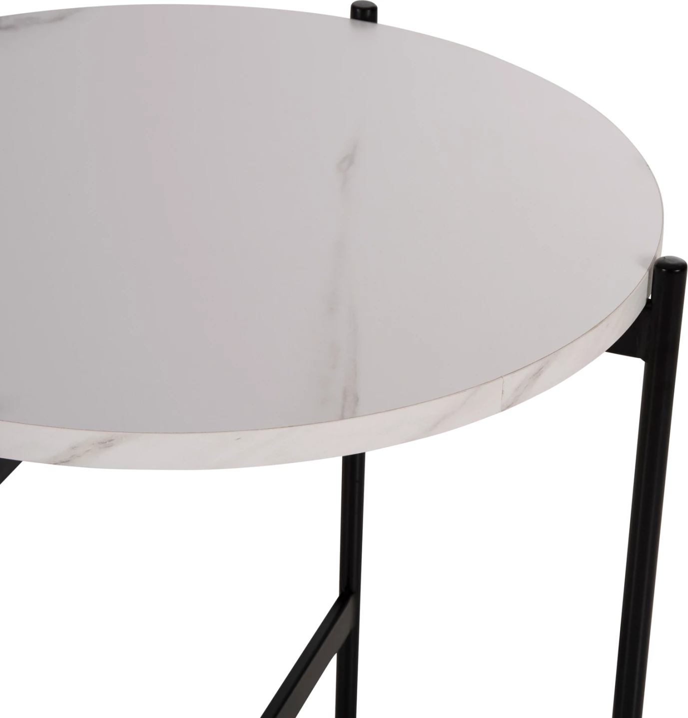 Stranska miza FH9589.05 MDF bela marmor-črna kovinska osnova Φ50x55Hcm
