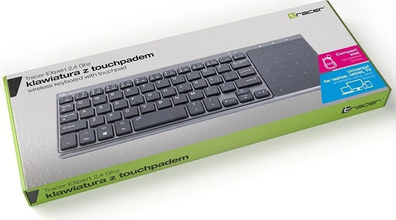 Brezžična tipkovnica Tracer Expert RG, 2,4 GHz, pepelnato siva