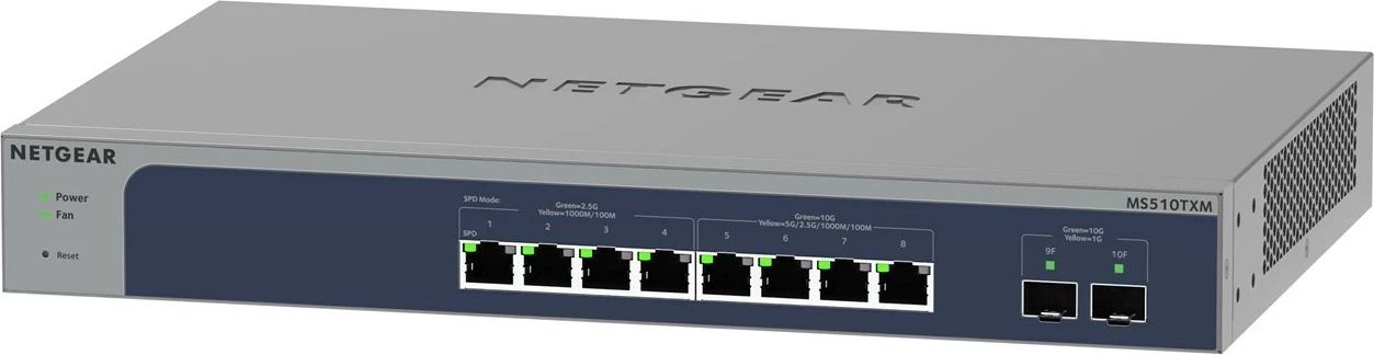 Pametni upravljani Switch NETGEAR 8-portni Multi-Gigabit/10G Ethernet z 2 SFP+ priključkoma, sivi