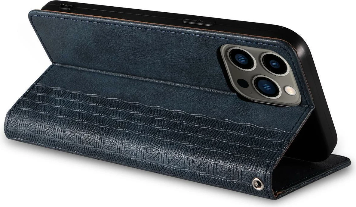 Ovitek za telefon z magnetnim trakom, denarnica, stojalo in zapestni trak, Hurtel Magnet Strap Case za Samsung Galaxy S23, modri