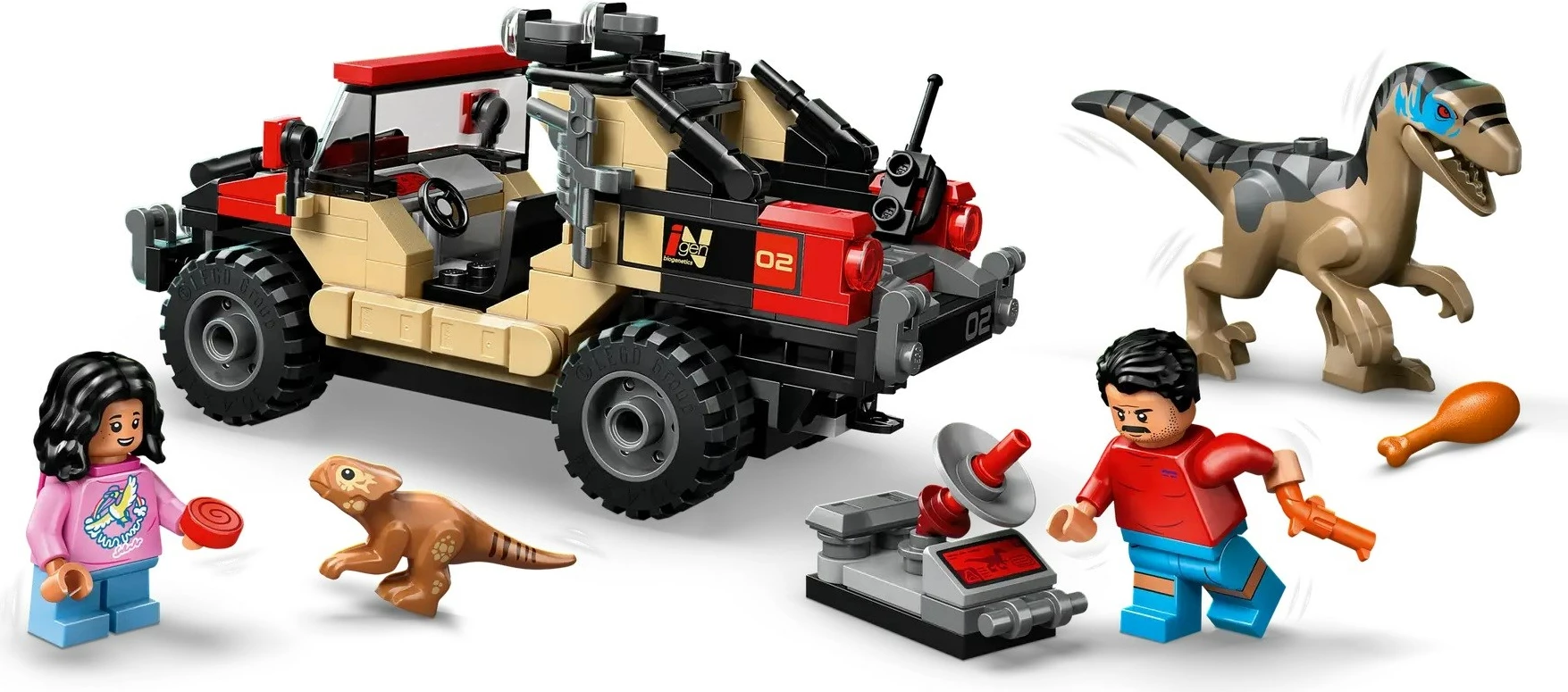 Set LEGO Jurassic World 76972 Raptor Off-Road Escape, 285 kosov