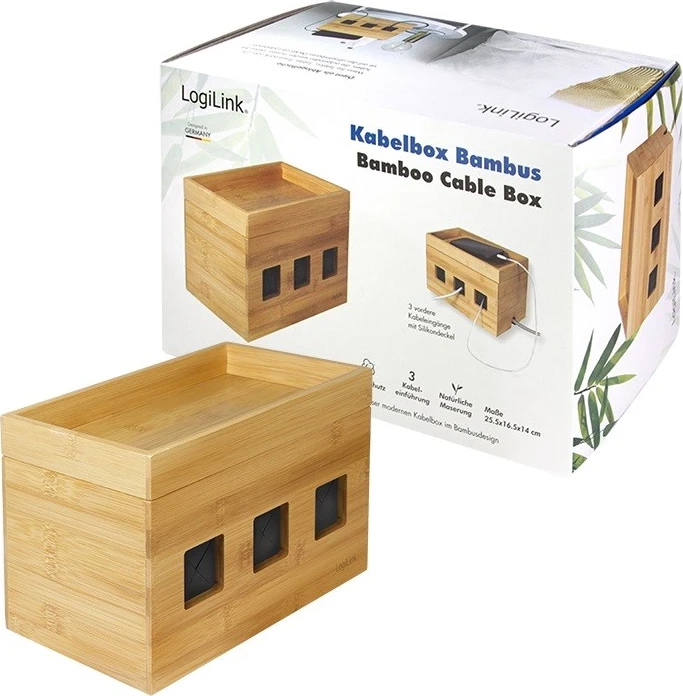 Škatla za kable iz bambusa LogiLink, bela
