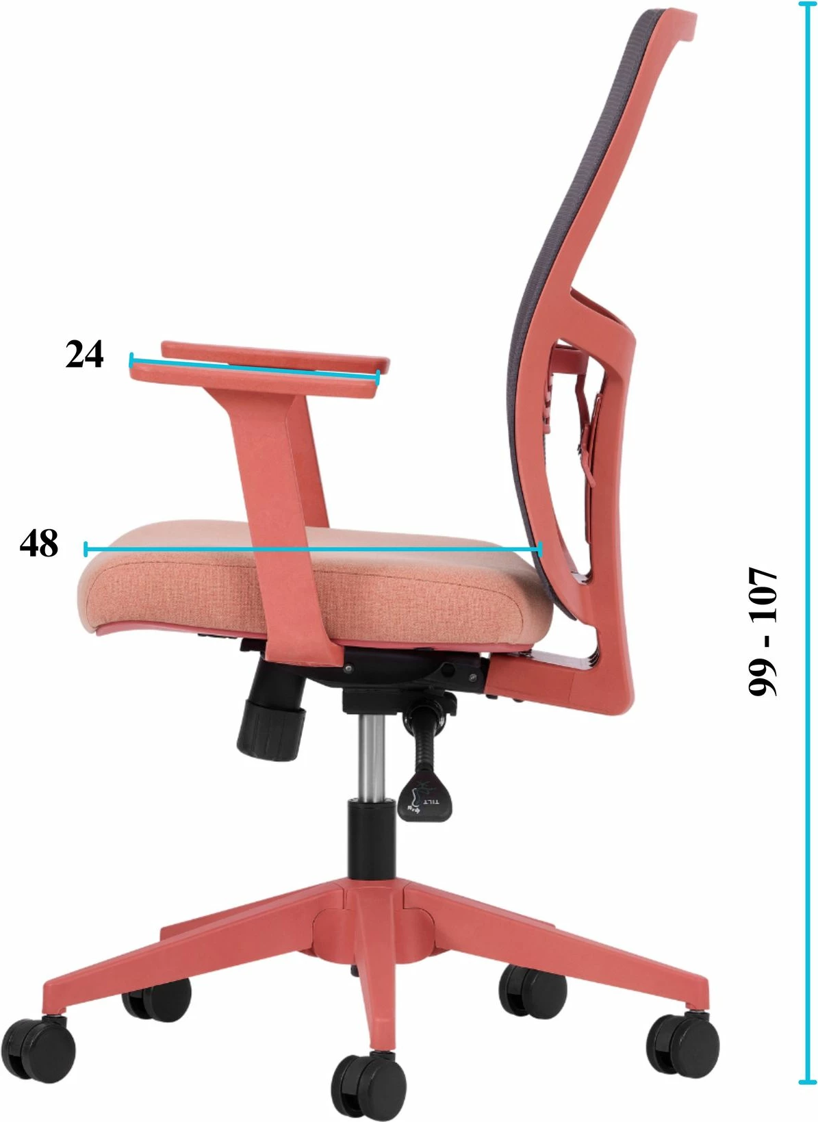 Set pisarniških stolov (2 kosa) Skye Decor, ledvena opora 108, barva losos