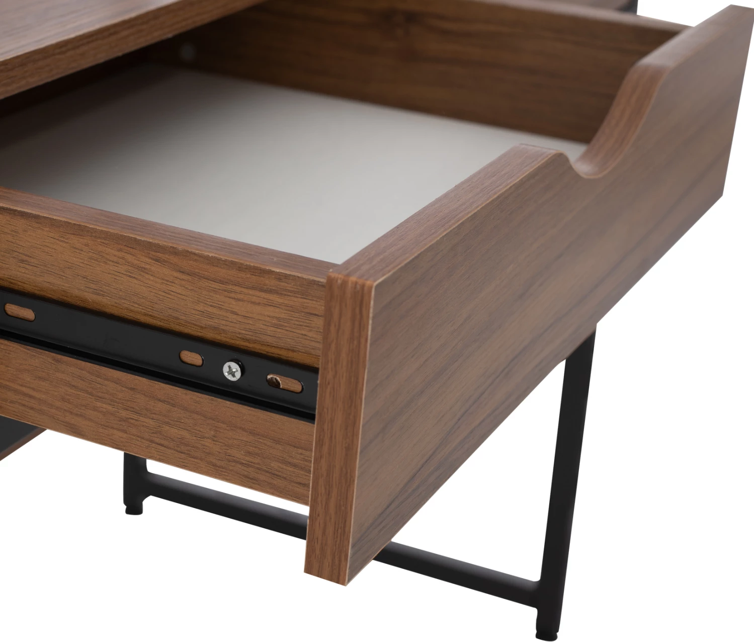 Pisarna z knjižno omaro FH2390.12 melamin v barvi oreha in črni kovinski okvir 100x48x139H cm