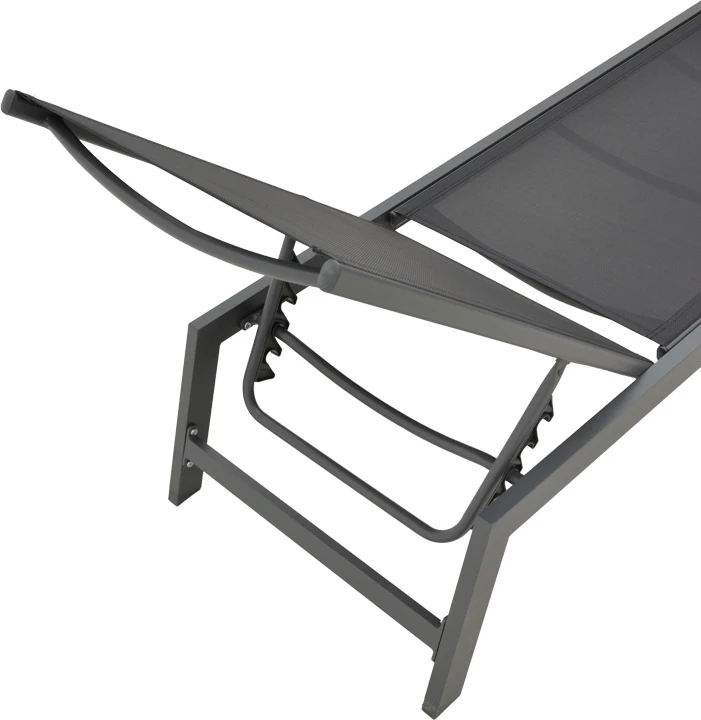 Ležalnik Boka, aluminij črn, tekstilen, 60x192x31 cm