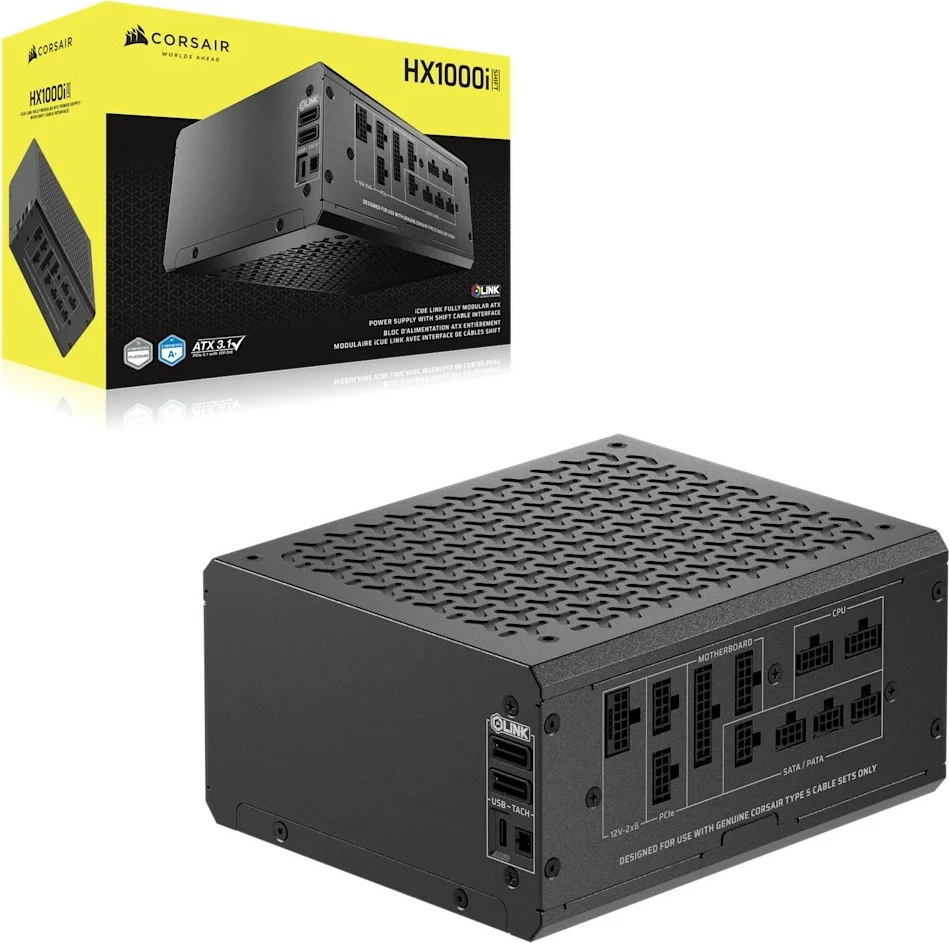 Napajalnik 1000 W 80 Plus Platinum, popolnoma modularen, ATX 3.1, s HUB iCUE LINK, Corsair iCUE LINK HXi SHIFT
