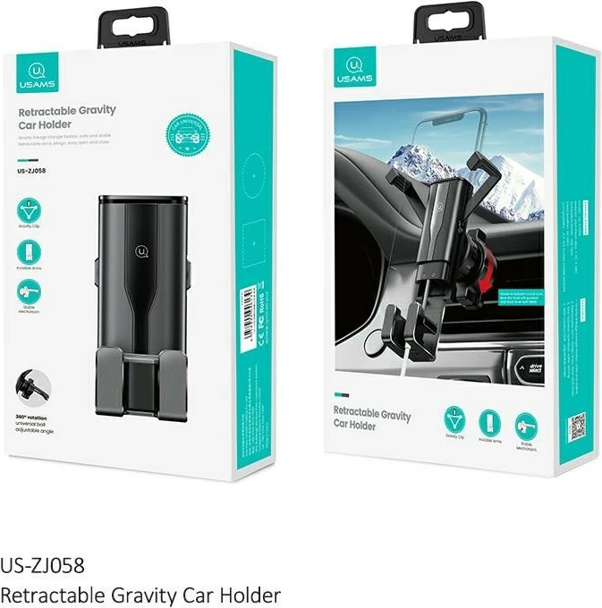 Nosilec za telefon za v avto USAMS US-ZJ058, črn