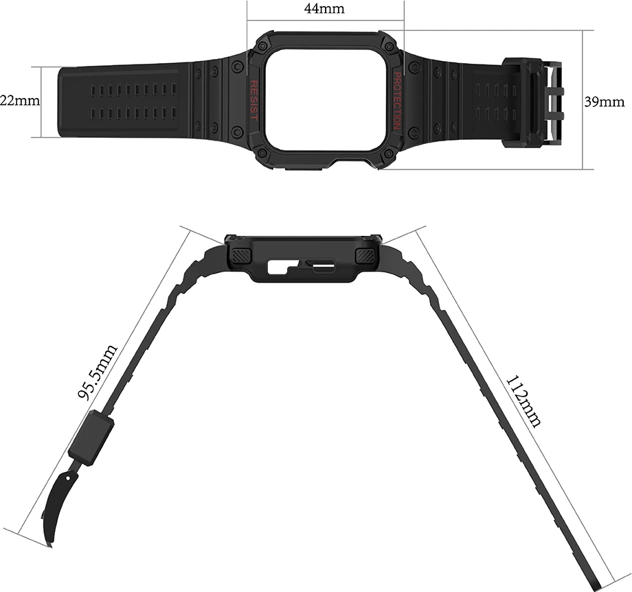 Zaščitni trak s ohišjem Hurtel za Apple Watch 9/8/7/6/5/4/3/2/SE/SE2, 41/40/38 mm, moder